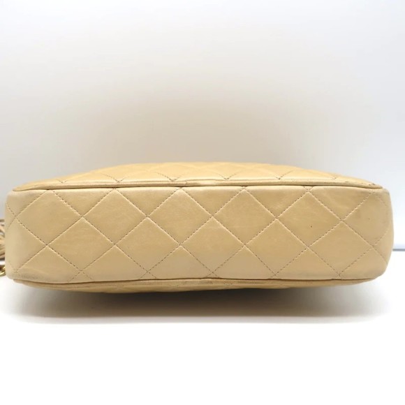 Vintage Chanel Quilted Tassel Camera Bag Beige Leather Chain Strap Shoulder Bag - Picture 7 of 12